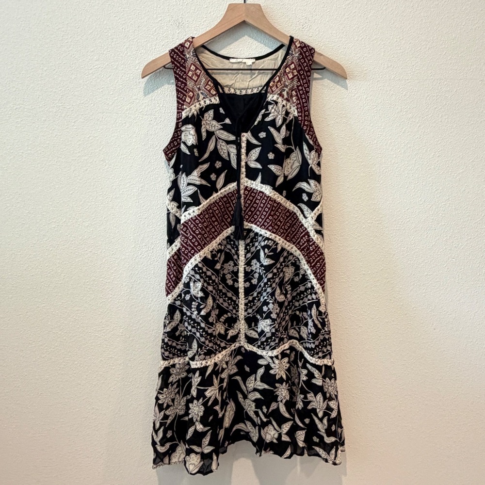ANTHROPOLOGIE FLOREAT Mini Dress Size 2 Boho Floral Crochet Lace Festival